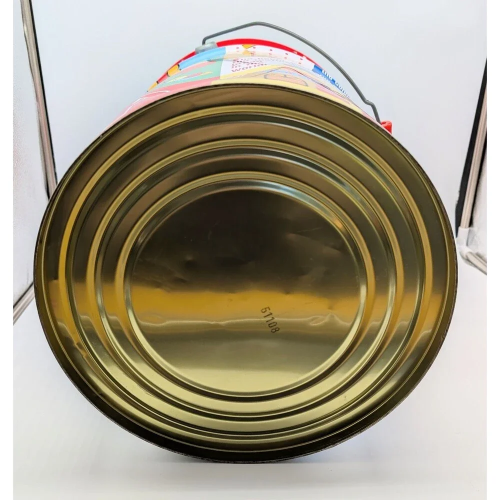 VTG Sanrio Hello Kitty Tin Bucket Pail Character Town With Handle And Lid 1990